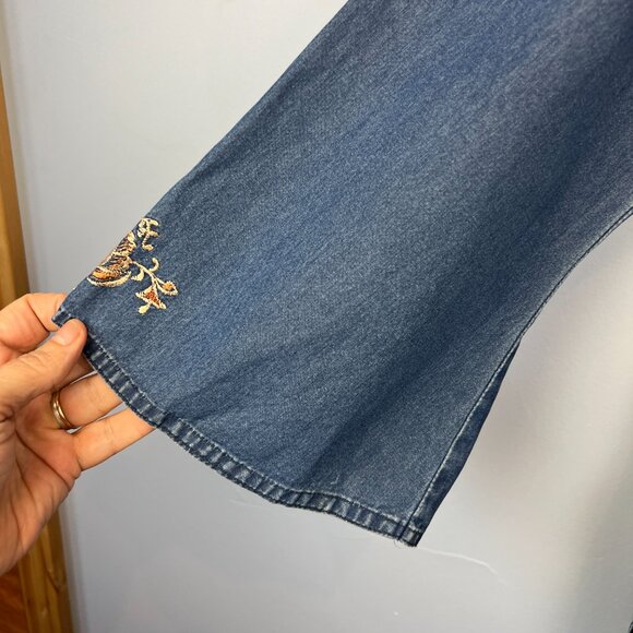 Zola Earthly Fashions Embroidered Denim Tunic Top Size XXL Boho Peasant Hippy - Picture 4 of 7